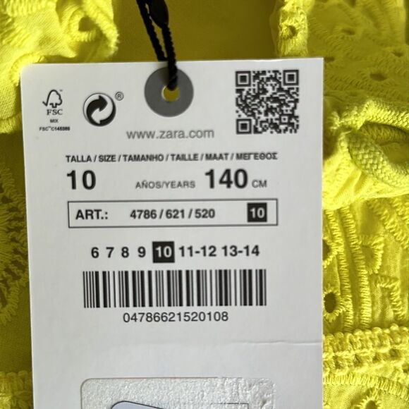 ZARA Kids | Lime Green | EMBROIDERED DRESS - Picture 5 of 6